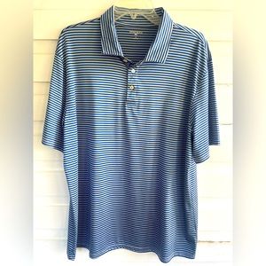 Men's Crown & Ivy Navy Gray Stripe Polo Golf Shirt Size L
